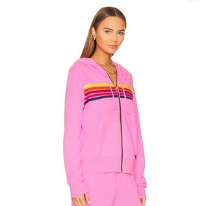 Pink Hoodie with Striped Design